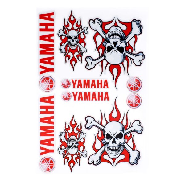 Yamaha, Σετ Αδιάβροχα Αυτοκόλλητα – Yamaha, Flaming Skulls 9τμχ - Image 1