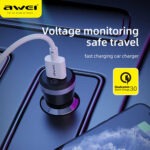 AWEI φορτιστής αυτοκινήτου USB, 18W - Image 2