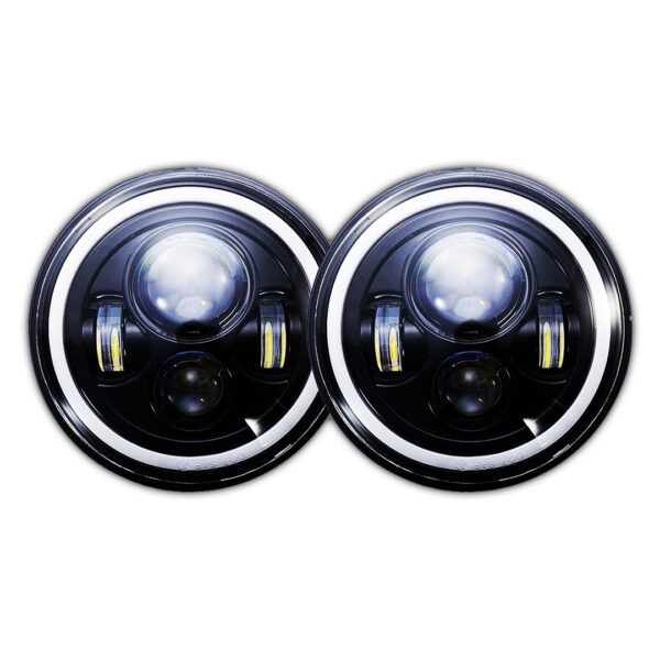 jeep led headlights 7inch high low beam angel eyes drl flash ledevo ld21wl128 ΖΕΥΓΑΡΙ Full led φανάρια  7″ 80W 8000LM 9-60V ΜΕ 2 ΣΚΑΛΕΣ, ANGEL EYES DRL & ΦΛΑΣ LD21WL128Jeep Wrangler JK (2007-2017) Jeep Wrangler JL (2018-2019) Jeep Cj-7 (1976-1986) Jeep CJ-8 (1981-1985) Jeep Wrangler (TJ) (1997-2006) Jeep Renegade Suzuki Samurai Lada Niva Mercedes W463 Land Rover Defender Hummer H1 (1992-2006) Hummer H2 (2003-2009) - Image 3