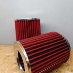 Διπλής ροής φιλτροχοάνη αυτοκινήτου με δίχτυ 76mm κόκκινη