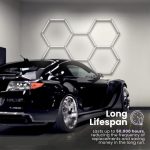Εξαγωνικός φωτισμός γκαράζ οροφής με κυψελοειδή LED 24τμχ. x 44 εκ. για 5 κυψέλες 6500Κ Led Garage Hexagon Light  Design Honeycomb Lamp for Car Coating Detailing - Image 2