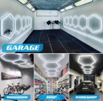 Εξαγωνικός φωτισμός γκαράζ οροφής με κυψελοειδή LED 24τμχ. x 44 εκ. για 5 κυψέλες 6500Κ Led Garage Hexagon Light  Design Honeycomb Lamp for Car Coating Detailing - Image 3