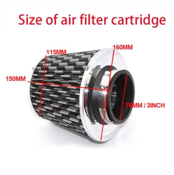 Σετ φίλτρου αέρα Αυτοκινήτου Αλουμινίου 76mm carbon/black - Image 3