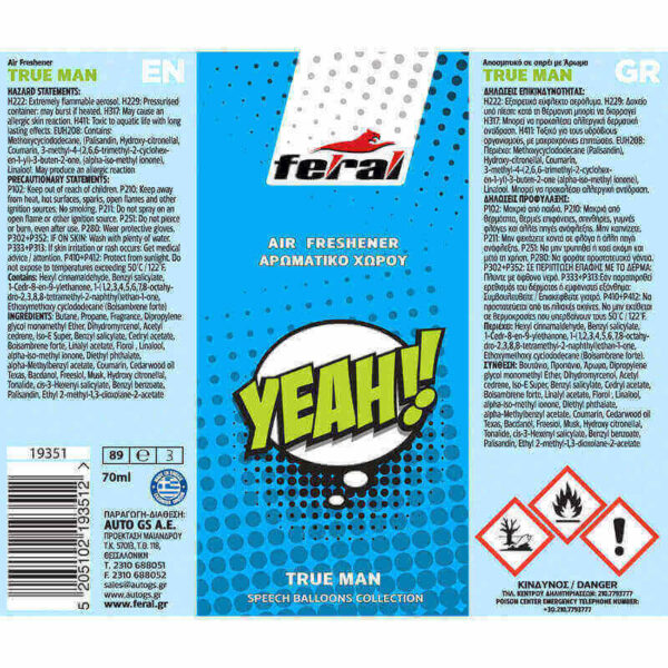 Αρωματικό Αυτοκινήτου Spray Feral Speech Collection YEAH - Image 2