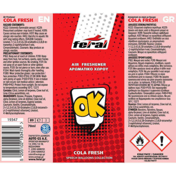 Αρωματικό Αυτοκινήτου Spray Feral Speech Collection OK - Image 2